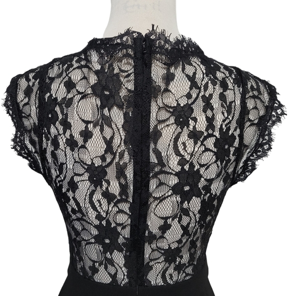 BCBGeneration Women Black Lace Back V-Neck Pleated Back Zip Mini Dress SZ 4 - Picture 5 of 9